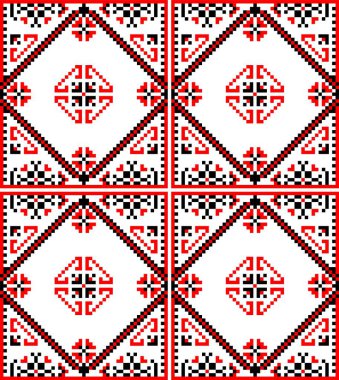 İşlemeler, dekorasyon giysileri, çantalar, aksesuarlar için etnik olmayan süsler. Çapraz dikişler için geleneksel Slav geometrik deseni. Bölüm 4