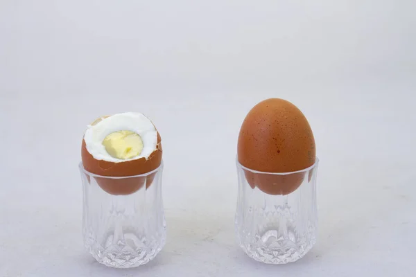 Half Egg Whole Egg Isolated Egg Cups Clear Background Copy — Stock Photo, Image