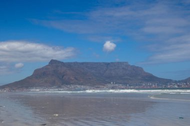 The city of Cape Town below Table mountain seen from Milnerton beach