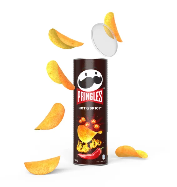 Malaga Spain November 2022 Packet Pringles Hot Spicy Crisps White — Stock Photo, Image