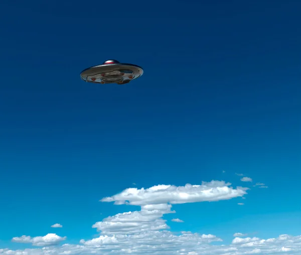 Unidentified Object Sky Ufo Flying Saucer Rendering — Stock Photo, Image