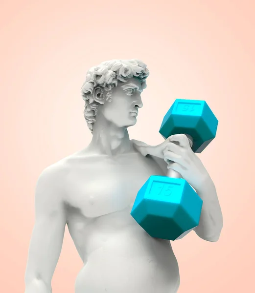 Statue David Michelangelo Dumbbells — Stock Photo, Image