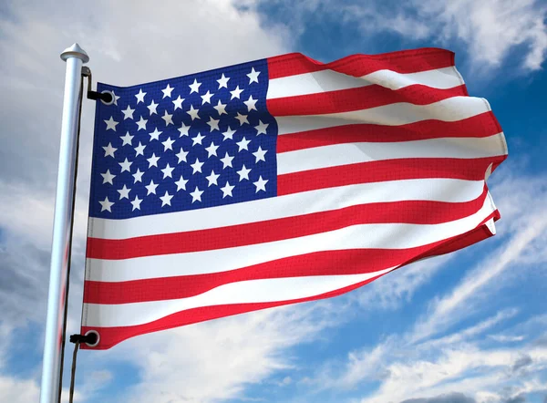 Amerikaanse Vlag Met Hemelse Achtergrond Weergave — Stockfoto