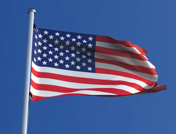 Amerikaanse Vlag Met Hemelse Achtergrond Weergave — Stockfoto