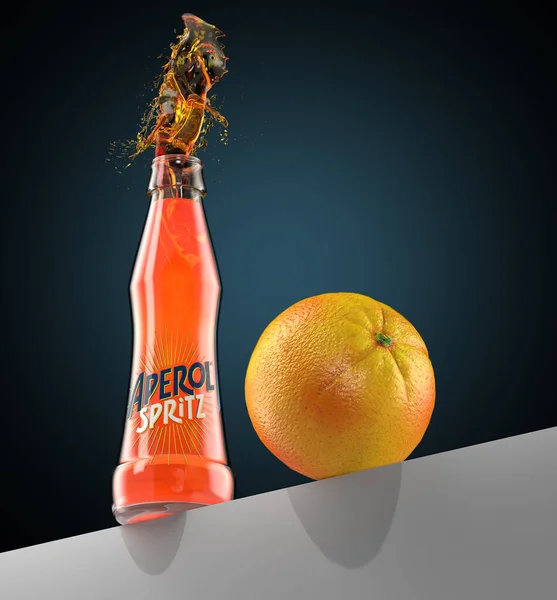 2023 칵테일 오렌지 어두운 배경을 원래의 유리잔에 아페르 티보의 칵테일을 — 스톡 사진