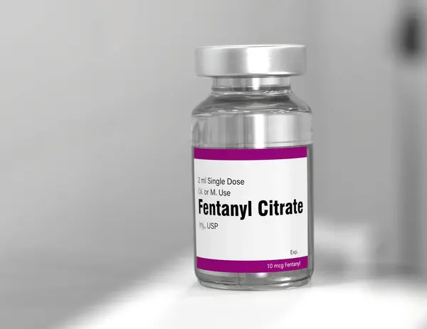 Fentanylfles Fentanyl Een Opioïde Gebruikt Als Pijnstillers Voor Anesthesie Het Stockfoto