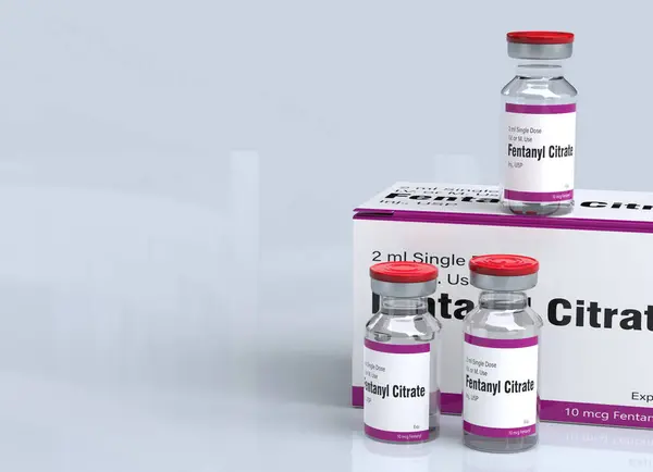芬太尼酒瓶芬太尼是一种阿片类药物 用于止痛药和麻醉 它也被用作一种与海洛因或可卡因混合的娱乐性药物 3D渲染 免版税图库照片
