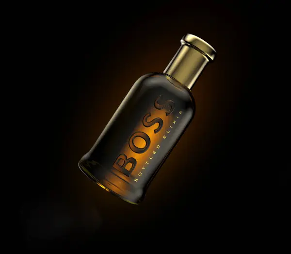 意大利米兰 2024年3月3日 Hugo Boss 老大瓶装长生不老药 男用浓郁香水 免版税图库照片