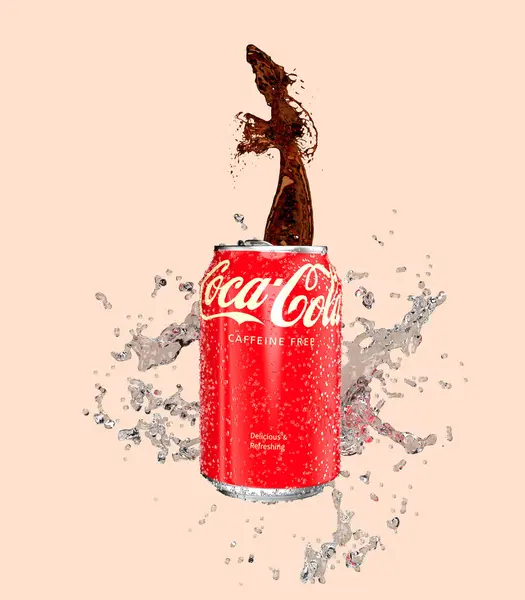 Malaga Spanje Oktober 2023 Blik Cafeïnevrije Coca Cola Smaak Met Stockafbeelding
