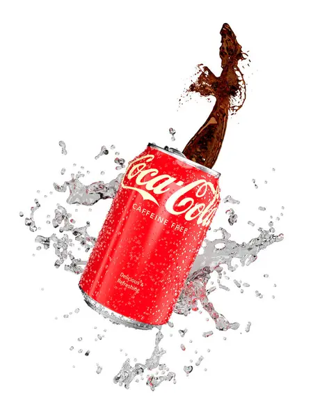 マラガスペイン 2022年10月18日 カフェインフリーのコカ コーラ風味 透明な背景で隔離された水滴 ストックフォト