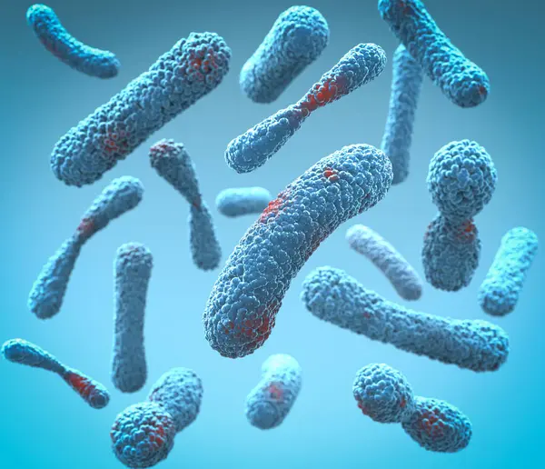 Bactérias Microscópicas Estreptocócica Stss Renderização Imagens Royalty-Free