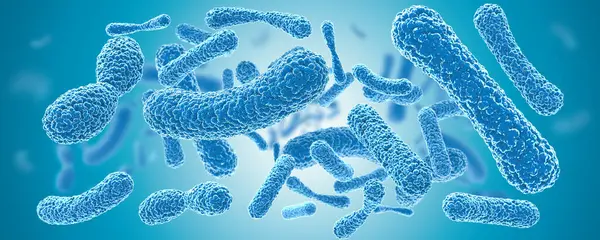Gros Plan Bactéries Bleues Microscopiques Images De Stock Libres De Droits