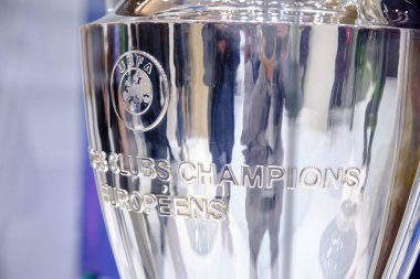 Barcelona, Spain - 27 Feb 2023 - Mobile World Congress 2023 - Champions league cup