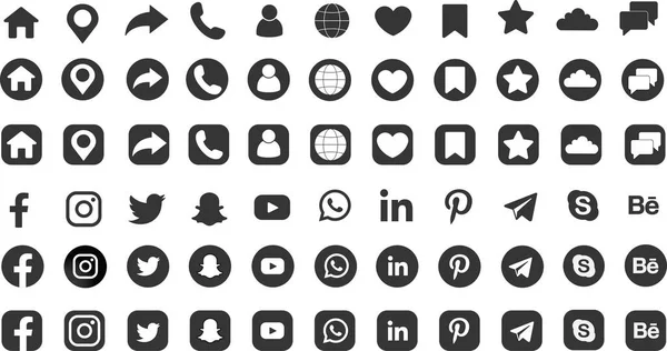 Icônes Pour Vecteur Réseautage Social Contact Icônes Sociales Illustration Vectorielle — Image vectorielle