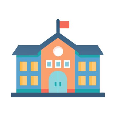 Okul binası. Düz Tasarım Biçimi..