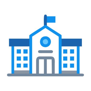 Okul binası. Düz Tasarım Biçimi..