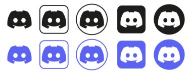 Discord vektör logo simgesi ayarlandı. Vektör illüstrasyonu