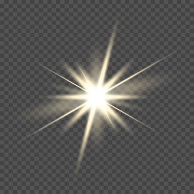 Beyaz parlayan ışık şeffaf bir arkaplanda patlar. Ray 'le. Şeffaf, parlak güneş. Özel lens ışık efekti.