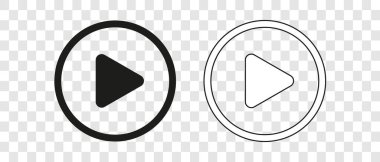 Şeffaf arkaplanda yuvarlak oynatma düğmesi simgeleri.