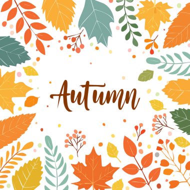 Parlak yapraklar ve boş telif alanı ile sonbahar bileşimi. .