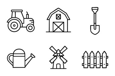 Çiftlik satır Icons Set