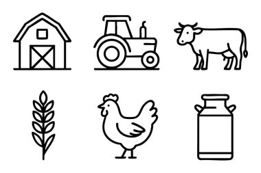 Çiftlik satır Icons Set