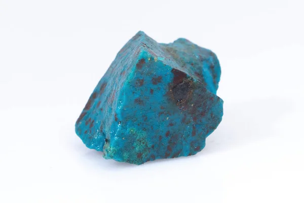 Φυσική Πέτρα Chrysocolla Λευκό Φόντο Μεταλλικό Μπλε Και Μπλε Πράσινο — Φωτογραφία Αρχείου