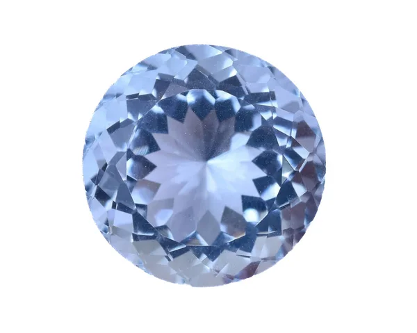 Jeremejevite Piedra Preciosa Natural Azul Eremeyita Espodumeno Sobre Fondo Blanco —  Fotos de Stock