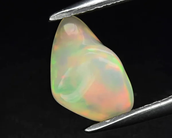 Natural Precious Stone Noble Opal Black Background — Stock Photo, Image