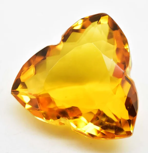 Natural Gem Yellow Citrine Gray Background — стоковое фото