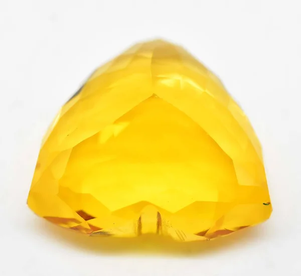 Натуральний Камінь Жовтий Цитрин Сірому Фоні — стокове фото
