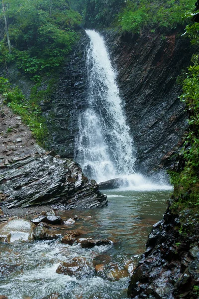 Mountain Waterfall Large Waterfall Water Flow Mountain River Rock Huk — Stock Photo, Image