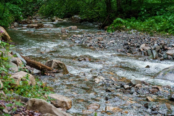 Fjällvattenfall Stort Vattenfall Fjällälv Nära Klippan Huk Waterfall Ukrainska Karpaterna — Stockfoto
