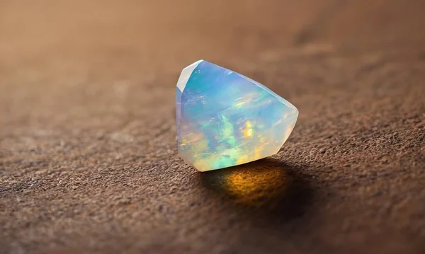 Stock image Natural rainbow opal on brown background