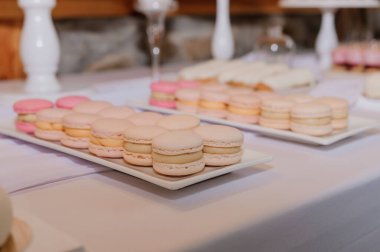 Düğün büfesinde tatlı kurabiyeli çikolata.