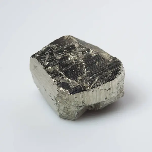 stock image natural silver pyrite gem on white background