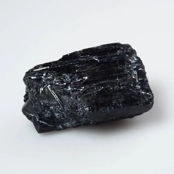 stock image natural black tourmaline scherl on white background