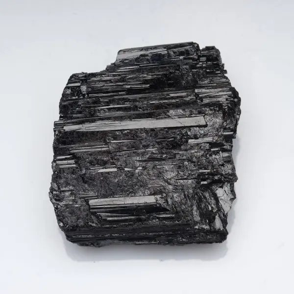 stock image natural black tourmaline scherl on white background