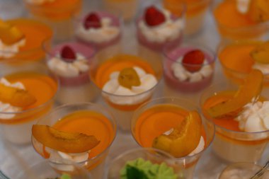 Zarif Canlı Meyveli Panna Cotta Tatlıları Zarif Gözlükler Dizisi.