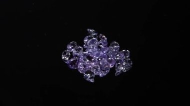 Büyüleyici Violet ve Clear Gemstone 'lar Kara Arkaplan' a karşı zarif bir şekilde düzenlendi, Gizemli Hassasiyet ve Zarafeti Ele geçirdi