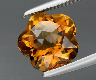 Enfes Altın Citrus Quartz Gemstone Çiçek Şeklinde Parlak Berraklığı Vurguluyor.
