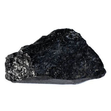 Doğal Siyah Tourmaline Kristal Taş Beyaz Arkaplanda İzole Edildi.