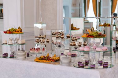 Elegant Dessert Buffet Display at a Luxurious Event.