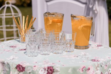 Ferahlatıcı Yaz İçeceği Bir Bahçe Partisinde Gösterimi.