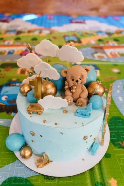 Süslü Şirin Mavi Ayı Doğum günü Pastası.