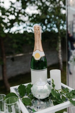 Dekoratif Elementlerle Şampanyalı Zarif Düğün Gösterimi.