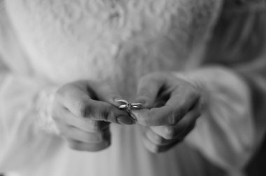 Elegant Wedding Ring Ceremony in Black and White. clipart