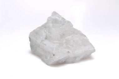 Beyaz Arkaplanda Doğal Çiğ Ay Taşı Madeni Kristal Taşı.