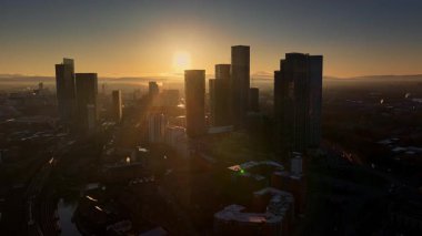 Gündoğumu Deansgate Meydanı, Manchester City Skyline, Birleşik Krallık