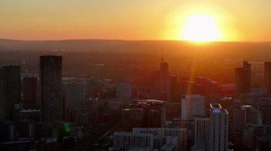 Altın Saat Günbatımı Manchester City Skyline, İngiltere
